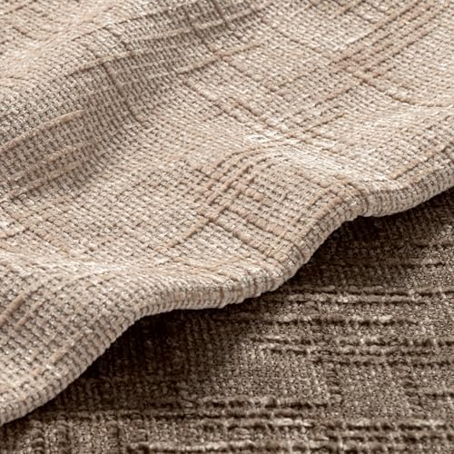 MIULEE Chenille Textured Euro Throw Pillow Covers Oatmeal 26x26 Set of 2 - Image 2