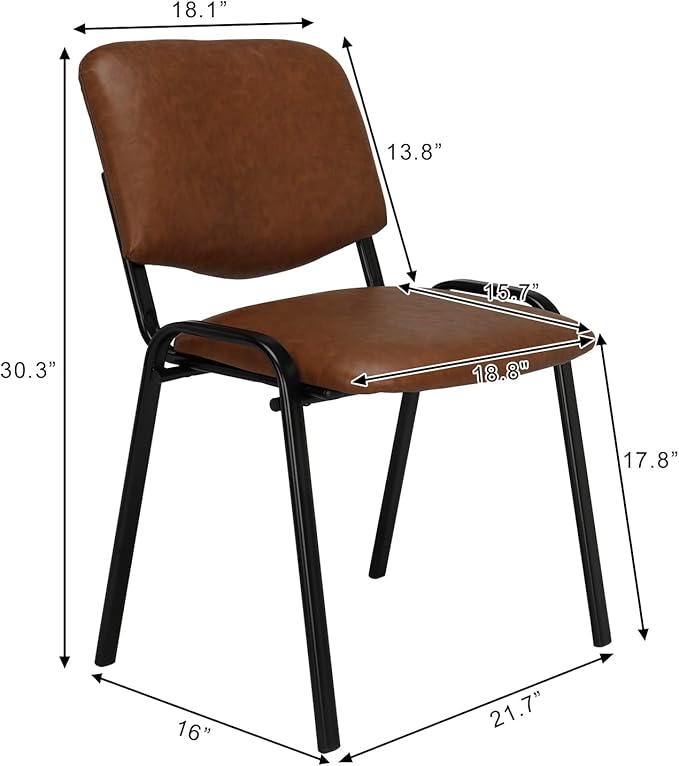VINGLI Rustic Waiting Room Chairs - 5-Pack PU Church & Conference Room Stackable Chairs, Office Guest & Reception Chairs for Meeting, Office Lobby, Simple & Space-saving