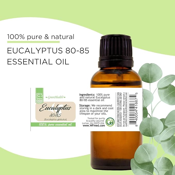 Eucalyptus 80/85 Essential Oil - 1 Gallon - Plastic Jug - 100% Pure & Uncut - GreenHealth