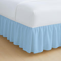Rajlinen Ruffled Bed Skirt Twin XL, 8 Inch Drop Dust Ruffle with Split Corners, 100% Microfiber Bedskirt with Platform, Three-Sided Coverage Ruffled Gathering Design, Light Blue