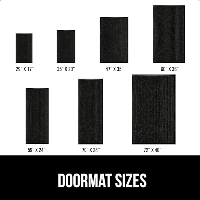 GORILLA GRIP Waterproof Traffic Guard Door Mat, 59x24, Heavy Duty Entryway Mats, Strong Rubber Back Commercial Utility Rugs for Office Hallway, Garage Floor and Home, Low Profile Carpet Runner, Black
