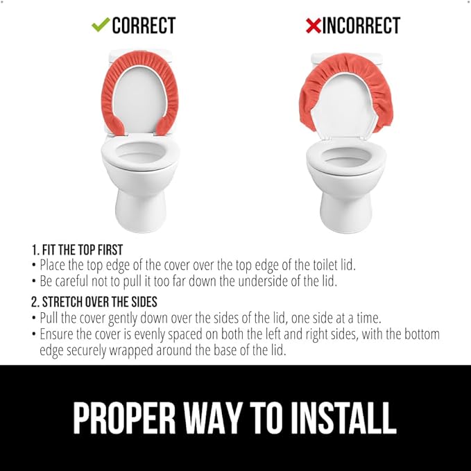 GORILLA GRIP Thick Memory Foam Bathroom Toilet Lid Seat Cover, Soft Velvet Topside, Machine Wash, Plush Cushioned Covers Fits Most Size Lids, Decorative Bath Room Accessories, 19.5x18.5, Coral