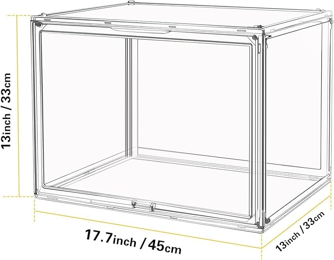 Clear Stackable Plastic Storage Bins with Magnetic Lid, Dustproof Book & Cosmetic Display Cases, Large Figures Collectibles Showcase, Shoe Box, Protection Organizer (XL, Count, 3)