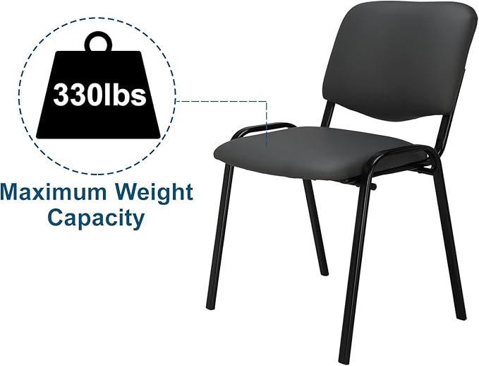VINGLI Grey Waiting Room Chairs - 10-Pack PU Stackable Chairs Set for Conference Rooms, Offices & Lobbies, Simple & Space-Saving