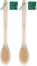 EcoTools Bristle Bath Brush, Shower Body Brush with Gentle, Stiff Bristles, Long Bamboo Handle, Gently Exfoliating for Back & Body, Stimulates Blood Circulation, Eco-Friendly, 1 Count (Pack of 2)