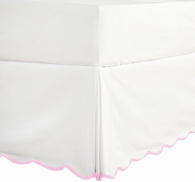 HIG Off-White Chic King Bed Skirt - Easy Fit Scallop Edge Pleated Bedskirts, 14 Inch Drop Anti-Slip Dust Ruffle, Thick Fabric for Enhanced Privacy, Pre-Washed for Long-Lasting Use(N60022)