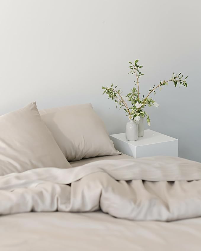 Cozy Earth Luxury Bed Sheet Set - 100% Viscose from Bamboo Fabric, Ultra-Soft & Breathable, Fits Regular & Deep Pocket Mattresses up to 20" - 4 Pieces Twin Sheet Set Oat