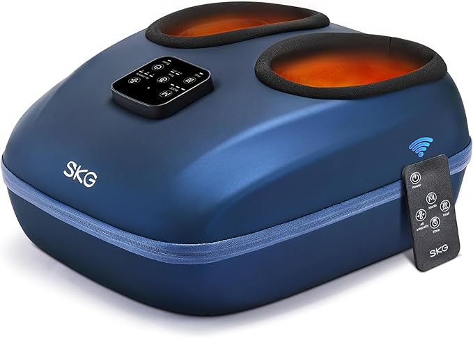SKG Foot Massager with Heat and Remote, Upgrade Electric Feet Massager for Plantar Fasciitis Pain Relief, 3 Levels Compression Massage for Neuropathy Plantar Fasciitis, Up to Size 13 Home Office Use