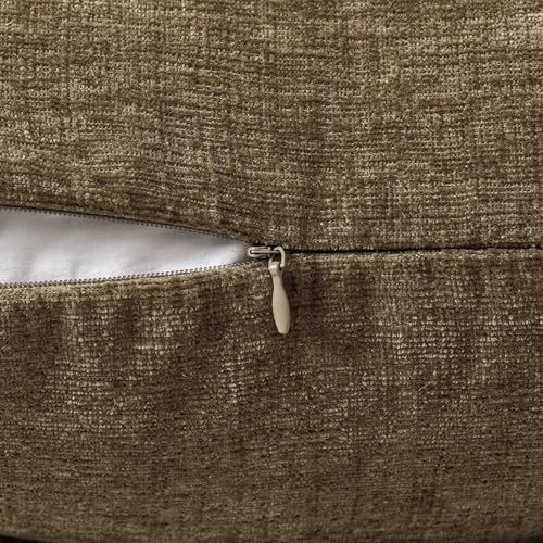 MIULEE Soft Chenille Fall Lumbar Throw Pillow Covers Coffee 12x20 Inch - Image 3