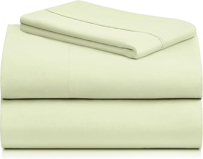 LuxClub 3 PC Twin XL Sheet Set, Deep Pockets Wrinkle Free Cooling Bed Sheets Hotel Bedding for Women, Men, Kids & Teens, Includes 1 Fitted Sheet, 1 Flat Sheet and 1 Pillowcase-Silky Soft Sage Green