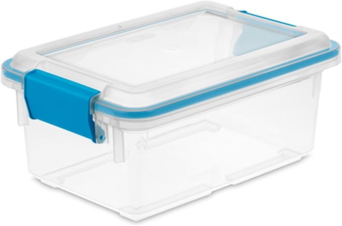 Sterilite 6-Pack Gasket Box, Weather-Resistant Storage Bins with Latching Lids, 7.5 Quart - Heavy-Duty Organizing Containers for Closet, Bathroom, and Office