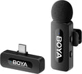 BOYA BY-V10 USB-C Wireless Lavalier Microphone for iPhone16/15 Android, Type-C Smartphone Laptop, Noise Canceling, Mini Clip-on Microphone for YouTube, Podcast, Facebook, TikTok Vlogging Recordings