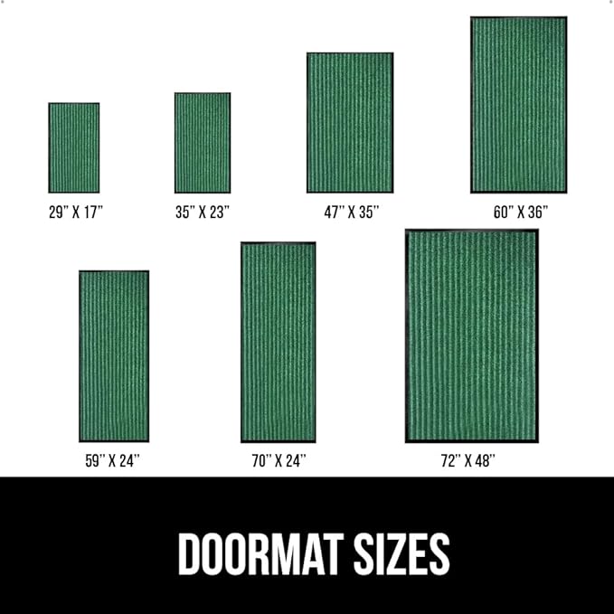 GORILLA GRIP Waterproof Traffic Guard Door Mat, 72x48, Heavy Duty Entryway Mats, Strong Rubber Back Commercial Utility Rugs for Office Hallway, Garage Floor and Home, Low Profile Carpet Runner, Green
