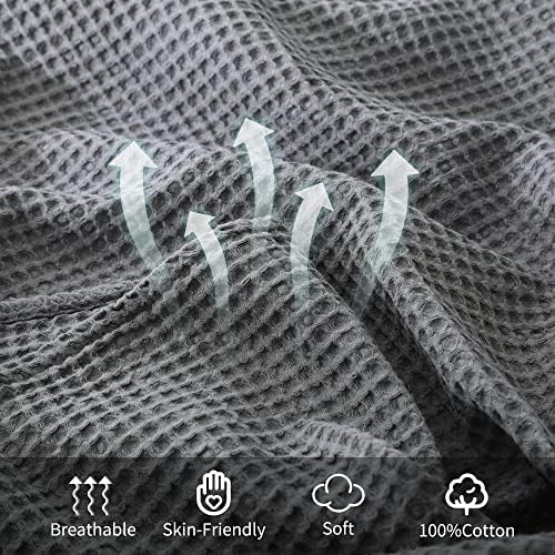 100% Cotton Waffle Weave Body Pillowcase 1 Pack, Dark Grey - Image 4