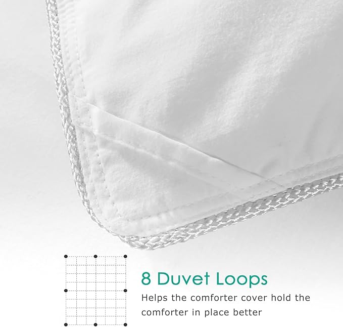 APSMILE Premium Down Feather Fibers Comforter Oversized King Size, All Season Duvet Insert Oversized King Size with 8 Tabs, Ultra Soft Poly-Cotton Cover Down Feather Fibers Comforter (White, 120*98")