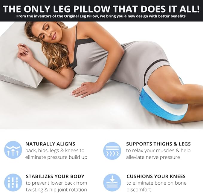Contour Legacy Cool Leg & Knee Foam Support Pillow for Side Sleepers Soothing Relief for Back, HIPS, Knees, Joints, Nerves & Muscles (2 Pack, Cooling)