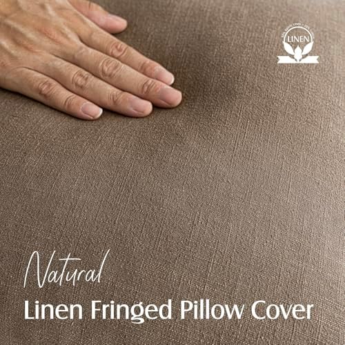 Foindtower Boho Linen Fringe Lumbar Throw Pillow Covers 12×20 Light Brown - Image 2