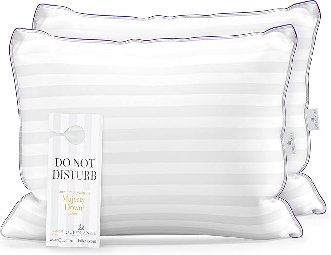 Queen Anne Hotel Collection Pillows – Luxury Down Alternative Bed Pillows (2-Pack, Standard Soft) – Ultimate Comfort, Hypoallergenic, Made in The USA