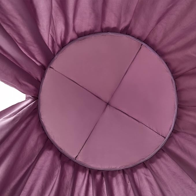 Kertnic 31.5inch Large Dome Bed Canopy for Girls, Double Layer Dreamy Ruffle Princess Canopy, Bedroom Hanging Tent Kids Reading Nook Canopies,Full Queen Bed Canopy Curtain (Dark Magenta-Purple)