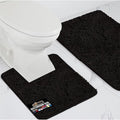 GORILLA GRIP Bathroom Rug Sets, Soft Chenille 2 Piece Area Rugs Set, Toilet Base Mat and 30x20 Carpet, Absorbent Microfiber Washable Mats Dry Quickly, Home Décor and Bath Room Accessories, Black