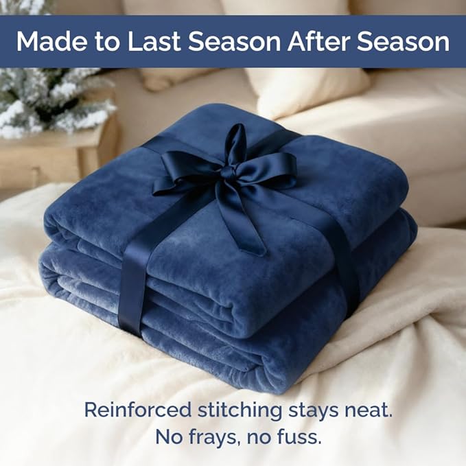 Ultra Soft Fleece Blanket Queen Size - Flannel Fleece Luxury Queen Blanket - Lightweight for Couch Bed Chair - Thick, Warm and Breathable - All Season Cozy Anti-Static Microplush Bedding, Royal Blue