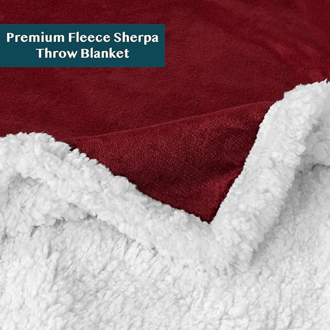 PAVILIA Sherpa Fleece Throw Blanket for Couch, Twin Size, Maroon Red, Plush Soft Fuzzy Sofa Blanket, Cozy Reversible Winter Throw for Women Men, 60x80 Inches