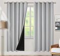 BGment Thermal Insulated 100% Blackout Curtains for Bedroom with Black Liner, Double Layer Full Room Darkening Noise Reducing Grommet Curtain (60 x 84 Inch, Light Grey, 2 Panels)