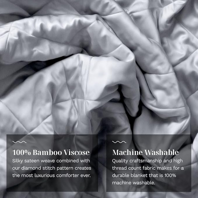 LUXOME Lightweight Blanket | 100% Rayon (Viscose) from Bamboo Fabric & Fill | King/Cal King - 98"x92" | Thermal-Regulating | Stone