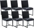 CIMOTA Black Modern Dining Chairs Set of 6, Leather Dining Room Chairs Upholstered Armless Guest Side Chair with Black Base for Dining Room/Kitchen, 6PCS