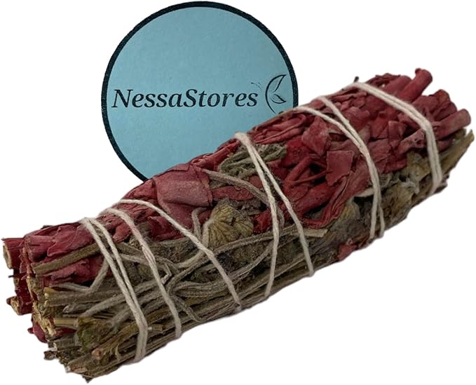 NESSASTORES - White Sage Dragon's Blood & Lavender 4 inch smudge stick bundles for cleansing and meditation. #JC-078 (3 pcs)