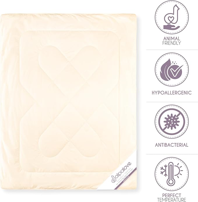 King All-Season Warm Fine Alpaca Duvet - Premium Cotton Cover, 4,66 lb Filling, Ideal for Year-Round Comfort, Lightweight & Temperature-Regulating, 107 x 94 inches