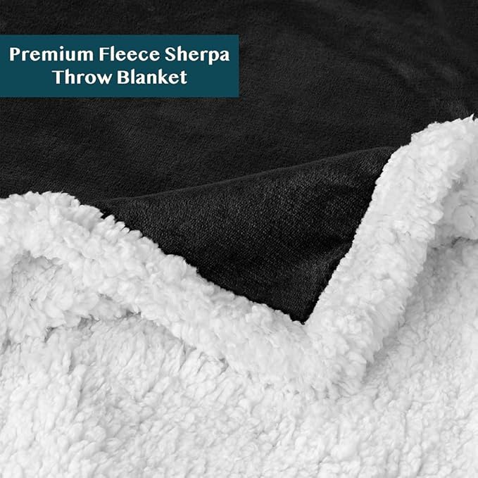 PAVILIA Sherpa Fleece Throw Blanket for Couch, Twin Size, Black, Plush Soft Fuzzy Sofa Blanket, Cozy Reversible Winter Throw for Women Men, 60x80 Inches