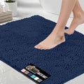 GORILLA GRIP Bath Rug Mat 48x24, Soft Absorbent Chenille, Quick Dry Microfiber Mats, Rubber Backing Washable Shower Floor Rugs, Bathmat Runner, US Designed Bathroom Home Decor Accessories Navy Blue