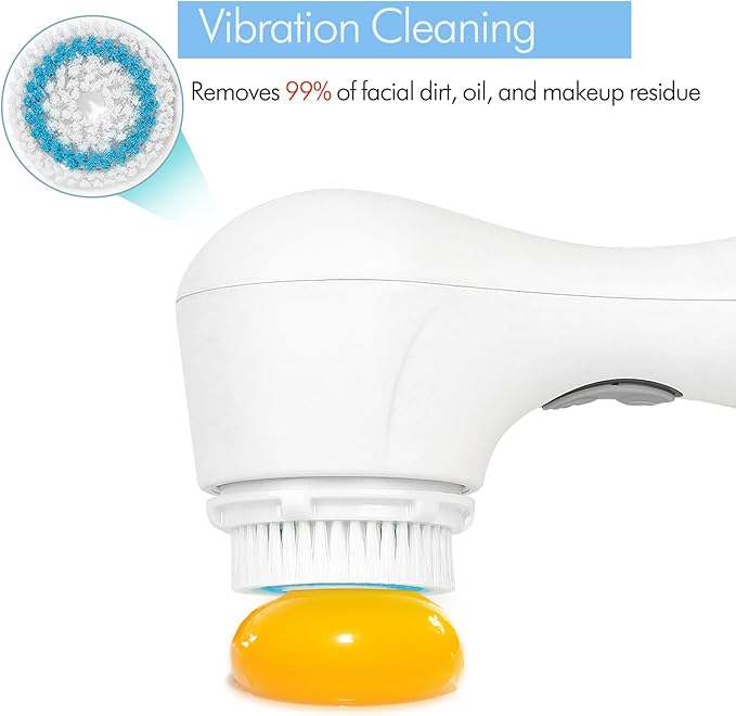 Microtree Electric Facial Cleansing Brush, Sonic Vibrating Rechargeable Face Scrubber Exfoliator, 2 Speeds for Gentle Clean, Face Brushes for Cleansing, Waterproof Face Wash Brush