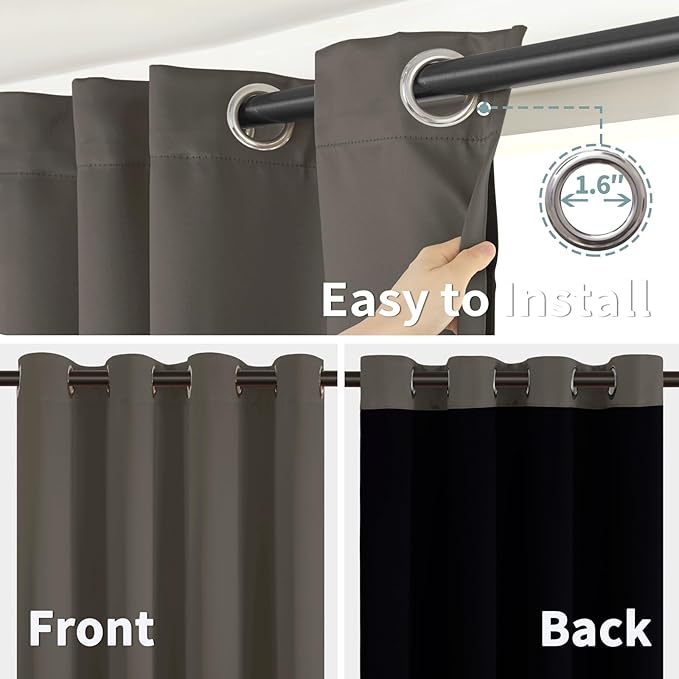 BGment Grey Blackout Curtains 84 Inches Long 2 Panels Set for Living Room, Thermal Insulated 100% Light Blocking Curtains & Drapes, Grommet Soundproof Curtains for Bedroom Window, Each 38 Wide
