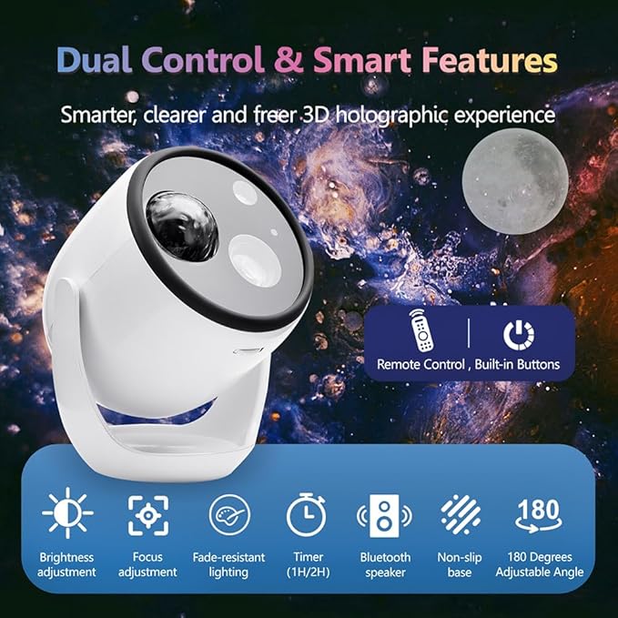 3D Galaxy Projector Star Projector, Planetarium Projector Night Light with Bluetooth Speaker for Bedroom Decor, 90 Dynamic Scenes, Relaxing Ambience & Ceiling Stars for Christmas Gifts,New Year Gift
