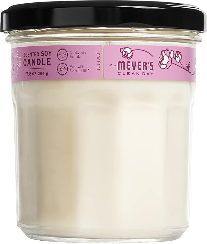 MRS. MEYER'S CLEAN DAY Aromatherapy Candle, 35 Hour Burn Time, Made with Soy Wax and Essential Oils, Peony, 7.2 Oz, Pack of 2