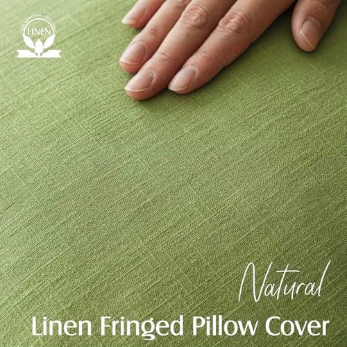 Foindtower Decorative Linen Fringe Throw Pillow Covers 20×20 Lush Green - Image 2