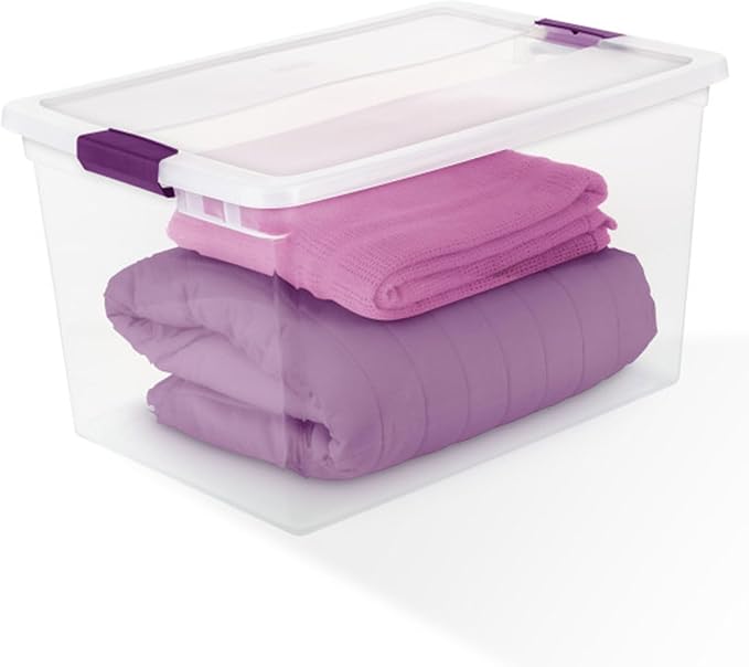 Sterilite 24-Pack 66 Quart ClearView Latch Box, Stackable Organizer Bins with Latching Lids - Clear Plastic Organization Containers for Closet, Bedroom, Shelving Units and Everyday Home Storage