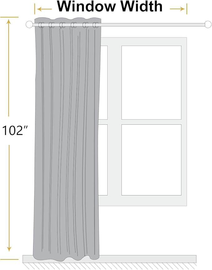 ChrisDowa 100% Blackout Mustard Yellow Solid Curtains 102 Inches Long 2 Panels for Bedroom Living Room,Farmhouse Room Darkening Thermal Insulated Soundproof Grommet Top Window Treatment Drapes,52x102