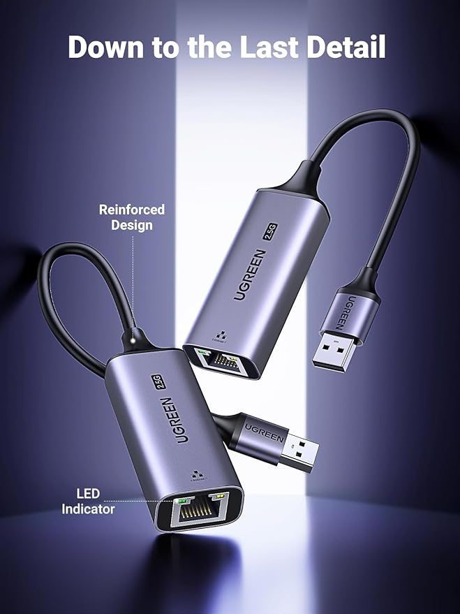 UGREEN USB to Ethernet Adapter 2.5Gb, Ethernet Adapter, Aluminum, USB 3.0 to RJ45 Computer Network Internet LAN Dongle for Laptop, Compatible for MacBook Air/Pro, XPS, Windows, macOS