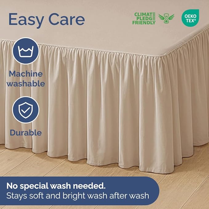 Bedskirt Twin Size Ruffle - 12 inch Drop Dust Ruffle Bed Skirt with Platform - Ultra-Soft, Easy Fit, Premium Hotel Quality - Wrinkle, Fade & Shrink Resistant - for Women, Men, Kids and Teens - Cream