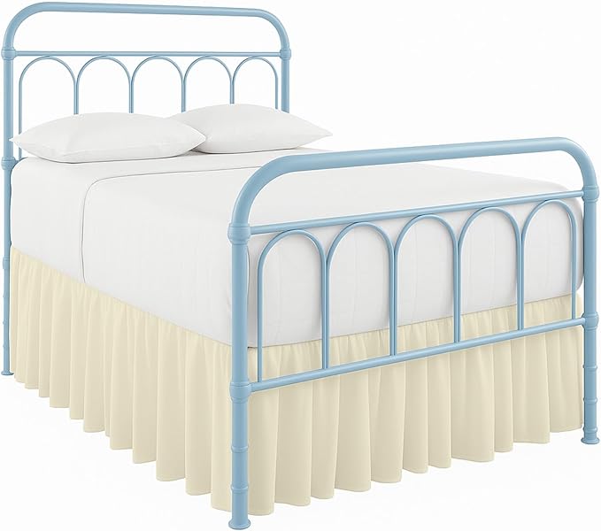 Cottingon Bed Skirt King 12" Drop with Split Corners, 100% Microfiber Soft and Stylish, Dust Ruffle with Platform, Ivory