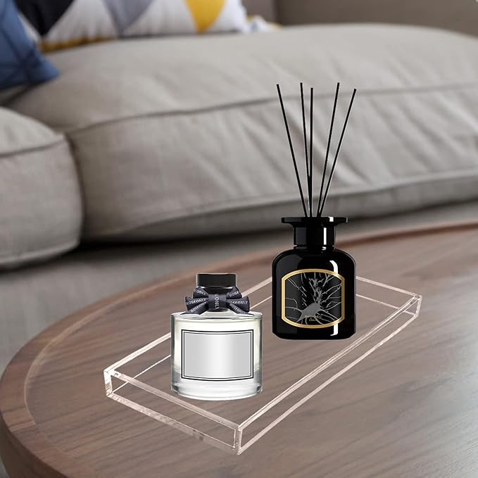 Bigfety Acrylic Vanity Tray for Organizing, Clear Bathroom Trays for Counter, Desk, Dresser