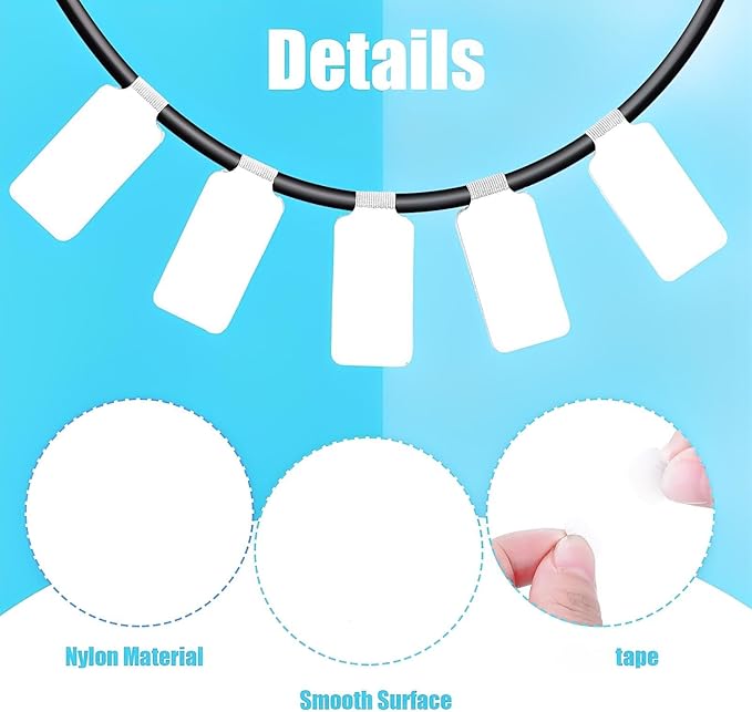 60 Pieces Self-Adhesive Cable Labels, Paste Wire Labels, Nylon Writable Cord Tags Waterproof White Wire Cable Tags for Electronics Office Computers Management and Identification