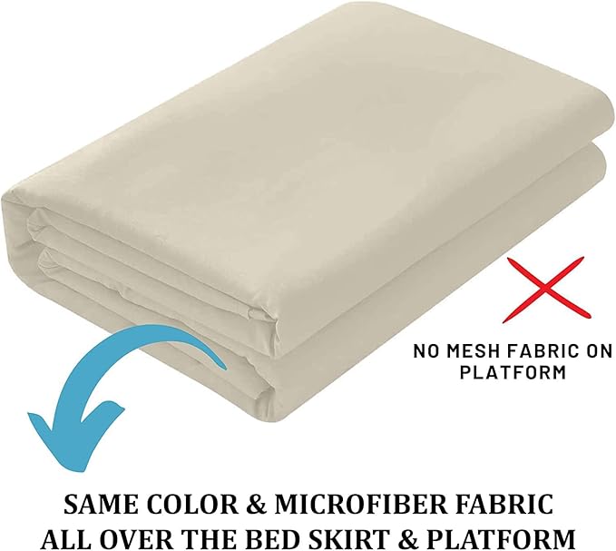 SKY BEDDINGS - Queen Size Ruffled Bed Skirt with Split Corners - 14 Inch Drop Dust Ruffle Bed Skirt with Platform Three Sided Coverage - 100% Microfiber, Ivory
