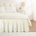 RIMELA Bed Skirt Wrap Around Elastic Dust Ruffles Solid Color Wrinkle and Fade Resistant with Adjustable Elastic Belt Easy to Install Ivory for Queen Size 21 Inch Drop
