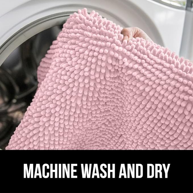 GORILLA GRIP Bathroom Rug Sets, Soft Chenille 2 Piece Area Rugs Set, Toilet Base Mat and 30x20 Carpet, Absorbent Microfiber Washable Mats Dry Quickly, Home Décor and Bath Room Accessories, Lt Pink