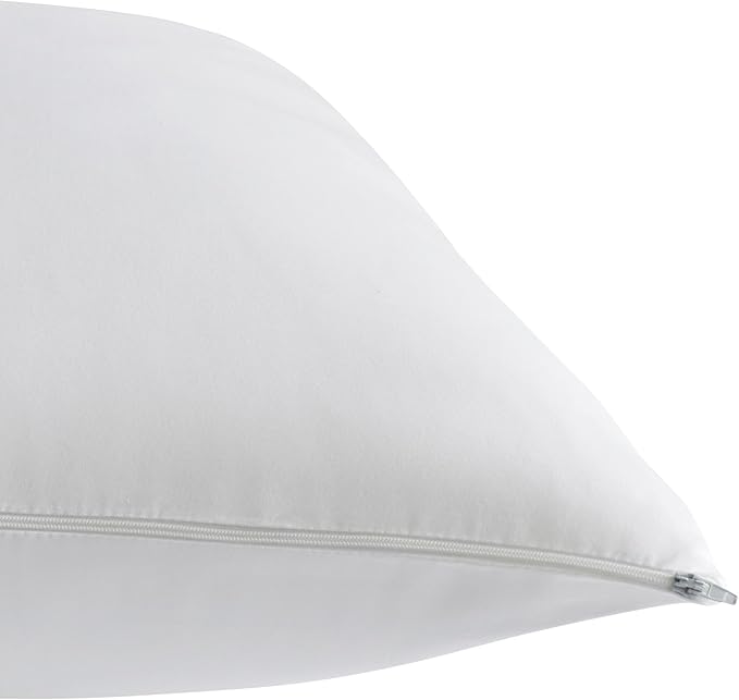 Sealy Performance 100% Cotton Breathable Moisture Wicking Fabric Machine Washable Zippered Pillow Protector, King Size, 2 Pack, White
