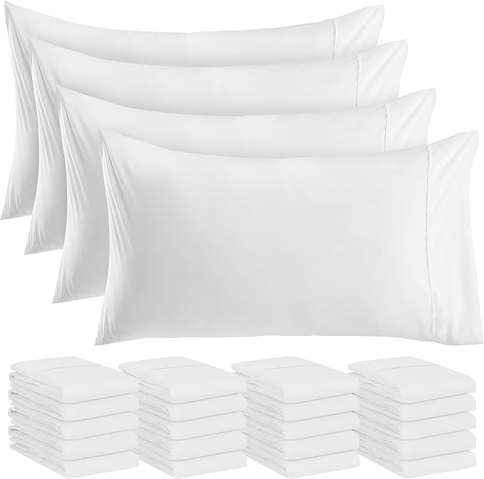 Pillow Covers by Utopia Bedding - Queen Size 24-Pack – Soft Brushed Microfiber – Perfect for Hospitals, Hotels, Guest Rooms – Oeko-TEX Certified, 20x30 Inches (White)
